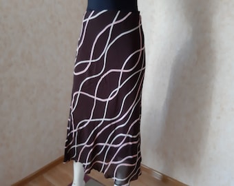 Vintage Skirt, Cool Summer Soft Brown Skirt, Viscose Skirt UK 14, US 10 Size L, Office business style, Summer skirt, Folk skirt, Lined skirt