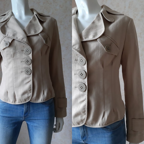 Vintage Blazer Cotton Jacket Women Blazers Beige Coat Size M US 8 Vintage Lady Office jacket Women jacket Elegant blazer