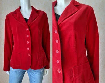 Vintage Blazer Cotton Jacket Women Blazers Red Coat Size 40, M Vintage Lady Office jacket Women jacket Elegant blazer