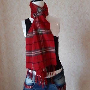 Lambswool scarf vintage. Scarves for women. Unisex Scarf. Men Scarf. Woman Scarf. Wool Scarf for Women. Red Scarf. Long Scarf. Ireland scarf