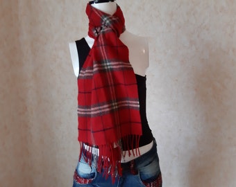 Lambswool scarf vintage. Scarves for women. Unisex Scarf. Men Scarf. Woman Scarf. Wool Scarf for Women. Red Scarf. Long Scarf. Ireland scarf