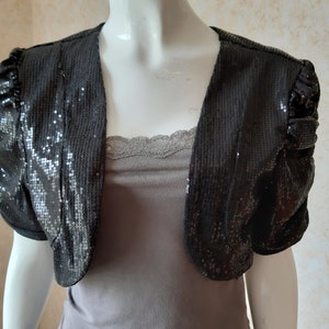 Vintage bolero jacket paettes bolero Jacket Women jacket bolero Black short bolero Size EU 42 US 12 Vintage Lady bolero wedding bolero