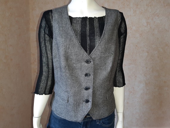 Vintage vest Gray Wool Viscose Folk Vest Vintage … - image 2