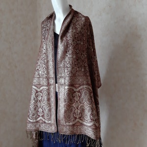 Vintage scarf. Shawl Retro. Brown Scarf. Woman Scarf. Vintage Retro. Scarf for Women. Long Scarf. Vintage muffler. Scarves for women