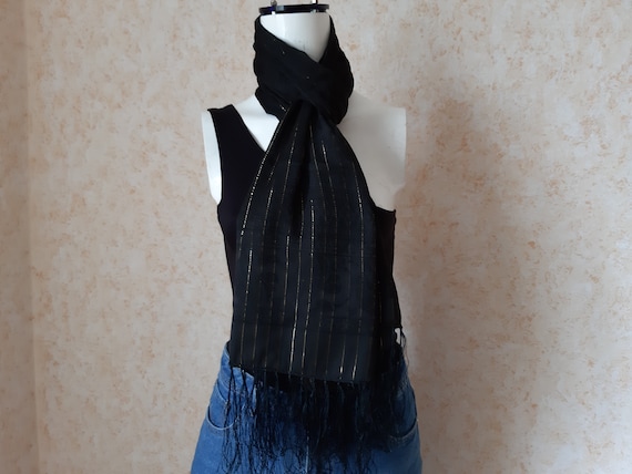 Vintage scarf. Shawl Retro. Black Scarf. Woman Sc… - image 1