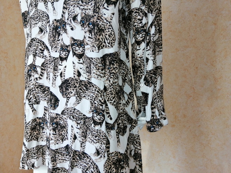 Vintage Dress Leopard Print Long Sleeve Dress Size XL Flirty Everyday Summer Dress Fashion dress Occasion dress Everyday dress