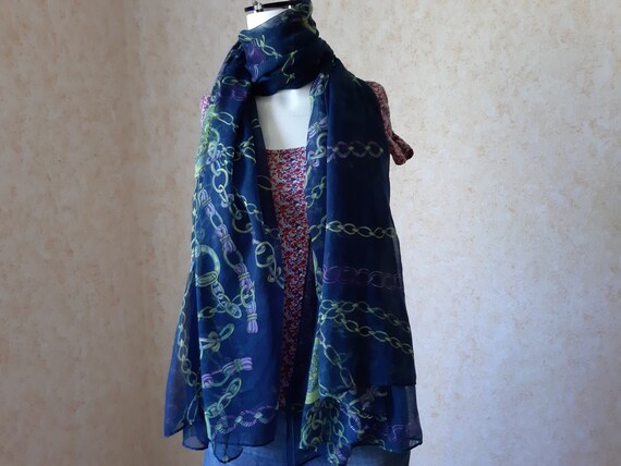 BIG Vintage scarf. Shawl Retro. Blue Shawl. Woman… - image 5