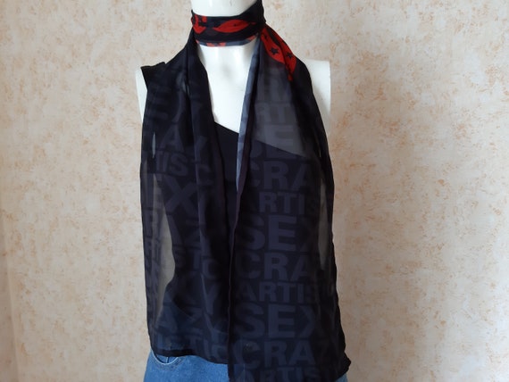 Vintage scarf. Shawl Retro. Black Scarf. Woman Sc… - image 4
