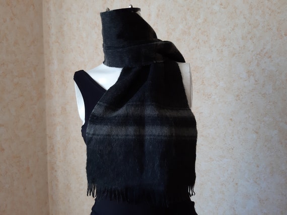 Vintage Wool Black scarf. Shawl Retro. Unisex Sca… - image 4