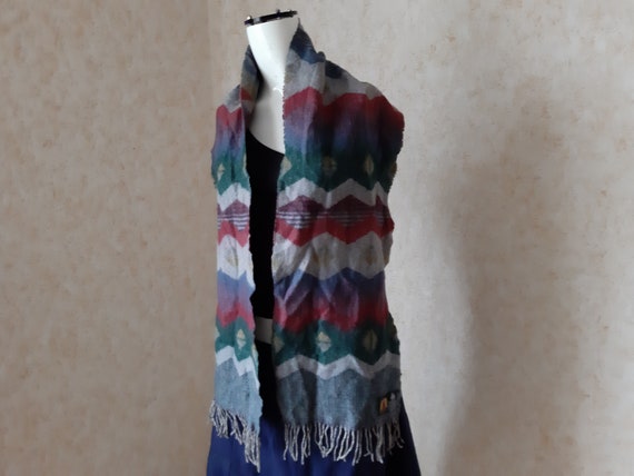 Wool scarf vintage. Shawl Retro. Unisex Scarf. Me… - image 2