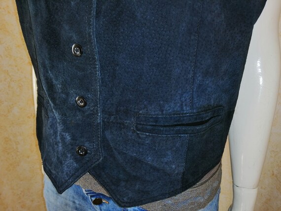 Vintage vest. Suede vest. 1970". Blue vest. Vinta… - image 8