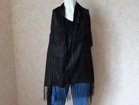 Vintage scarf. Shawl Retro. Black Scarf. Woman Sc… - image 2