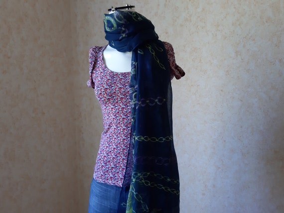 BIG Vintage scarf. Shawl Retro. Blue Shawl. Woman… - image 4