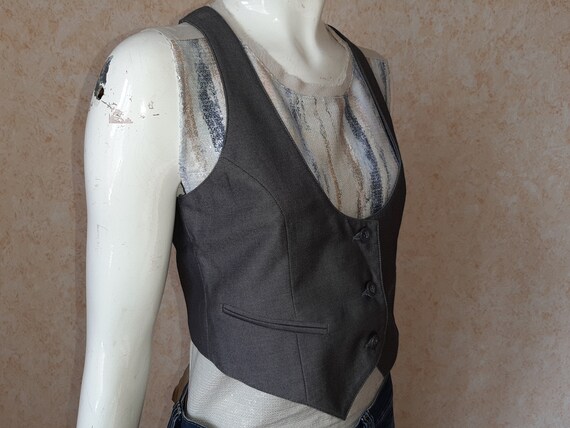 Vintage vest Gray Viscose Folk Vest Vintage jacke… - image 4