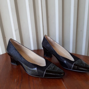 Vintage Black Shoes Leather Women Shoes Heeled Shoes Sarina Spain Shoes Size 37.5 EU / 6.5 US / 4 UK