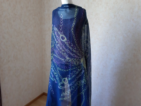 BIG Vintage scarf. Shawl Retro. Blue Shawl. Woman… - image 2