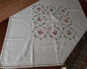BIG Vintage Flowers Tablecloth, Christmas tree bumps, Easter Tablecloth, Easter Holidays, Holidays table linens, Christmas bells