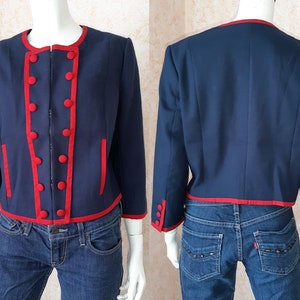 Vintage Blazer Viscose Jacket Women Blazers blue Coat Size L Vintage Lady blazer Vintage shirt Office jacket China style jacket