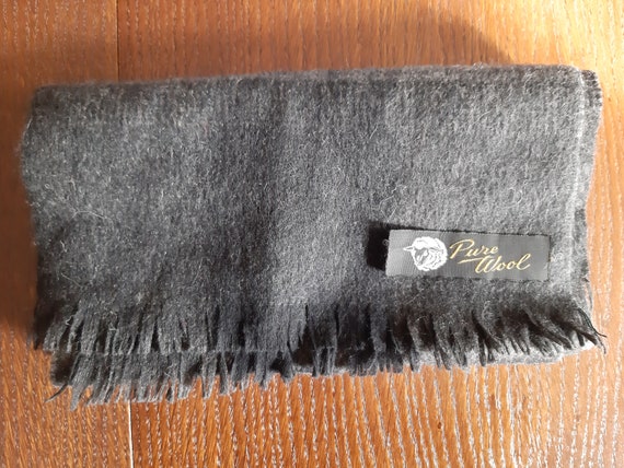 Vintage Wool Black scarf. Shawl Retro. Unisex Sca… - image 8