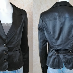 Vintage Blazer Jacket Women Blazers Black Coat Size M Vintage Lady Button blazer France blazer Office jacket Classic jacket