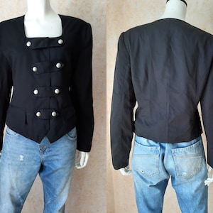 Vintage jacket Cotton Jacket Women jacket Black Coat Size M 40 Vintage Lady blazer Clasic jacket Office jacket