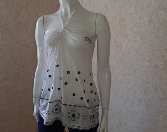 Vintage Brunotti shirt 1990s Ladies White Viscose Fabric T-shirt Blouse SIZE M, Vintage top, Brunotti, Vintage women's blouse, Boho Clothing