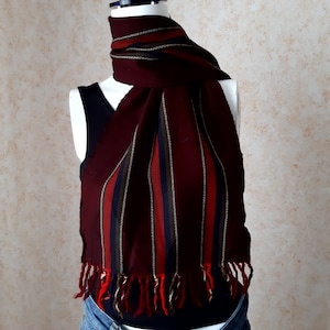 Vintage Wool Burgundy scarf. Shawl Retro. Unisex Scarf. Mens Scarf. Woman Scarf. Vintage Retro. Scarf for Women. Long Scarf. Vintage muffler