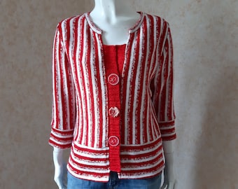 Vintage sweater, Vintage Red sweater, Big Buttons sweater, Long sleeve, Blouse Casual, Hippie Clothes, Boho Clothing, M size sweater