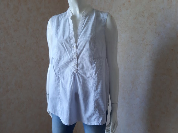 Camicia in cotone vintage, camicetta bianca vintage, camicetta