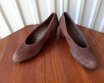 Vintage Brown Shoes Leather Women Shoes Heeled Shoes Vanessa Shoes Size 37 EU / 6.5 US / 4 UK
