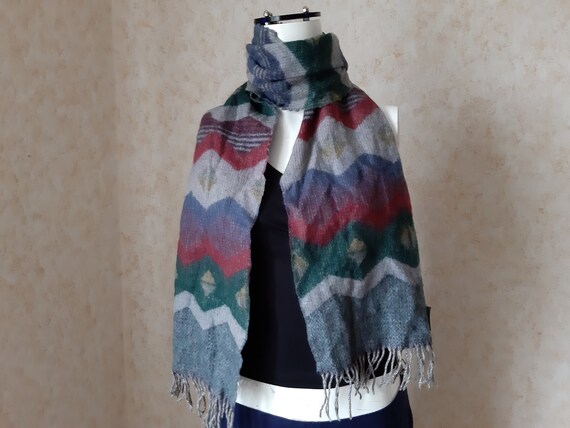 Wool scarf vintage. Shawl Retro. Unisex Scarf. Me… - image 5