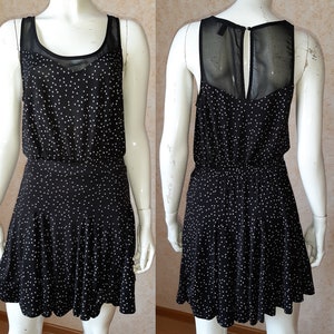 Vintage sexy youth summer dress, Black polka dot dress Size S/M Fashion dress, Occasion dress, Cocktail Dress, Dance dress