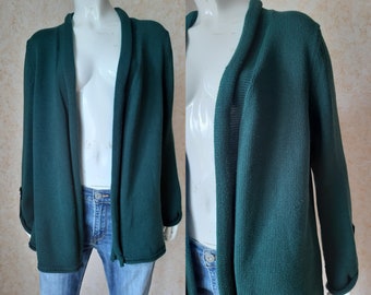 Vintage Betty Barclay Cardigan Vintage Green sweater Cotton Cardigan Long sleeve, Blouse Casual, Hippie Clothes, Boho Clothing, L size US 12