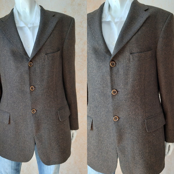 Vintage Tommy Hilfiger Wool Blazer Retro Jacket Men's Blazers Brown Coat Size EU 46 L Vintage Dandy Elegant wool blazer Button blazer