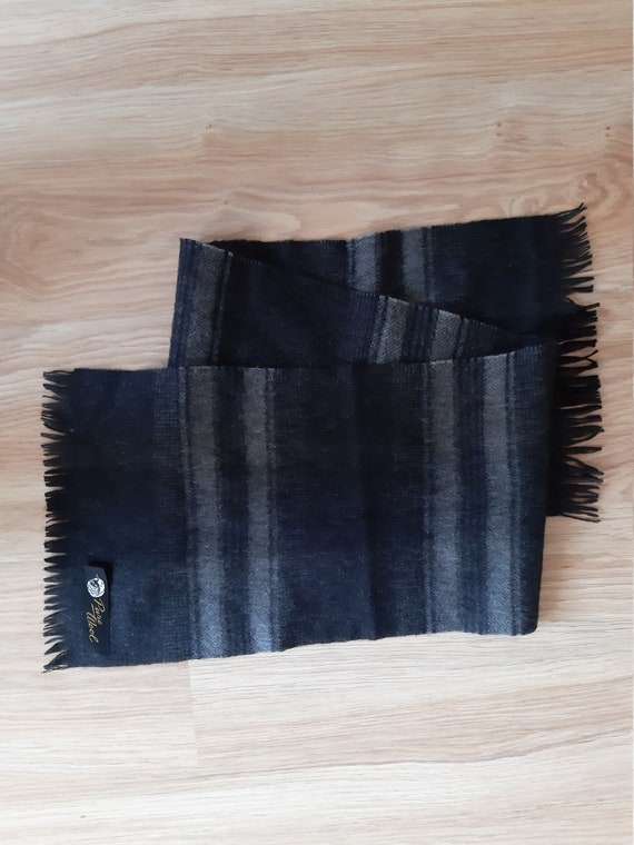 Vintage Wool Black scarf. Shawl Retro. Unisex Sca… - image 7