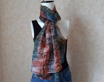 Designer scarf. Vintage silk scarf. Woman Scarf. Unisex scarf. Vintage scarf. Multicolor shawl. Scarves for women. China Silk scarf