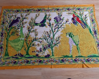 BIG Vintage scarf. Animals Shawl. Multicolored Scarf. Woman Scarf. Scarf for Women. Vintage Women Shawl Vintage Viscose Scarves for women