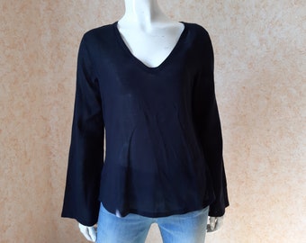 Vintage Zero Basic Ladies shirt Black Top Blouse SIZE M 38 Vintage top Black Blouse Vintage women's blouse Hippy blouse Woman shirt