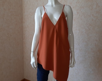Vintage shirt 1990s Ladies Orange Fabric T-shirt Blouse SIZE 44 L, Vintage top, Orange Blouse, Vintage women's blouse
