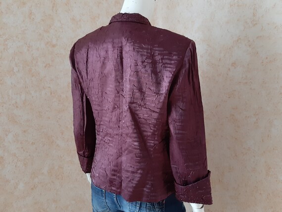 Vintage Rayon jacket Rayon Burgundy Women jacket … - image 7