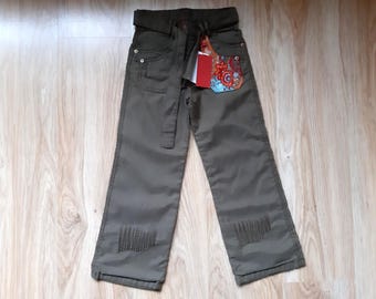 Pantalones clásicos vintage para niños, estilo ajustado, talla 116 (EE. UU. 5-6, Reino Unido 4). Pantalones vaqueros vintage de mezclilla de los años 90 para niños, color gris.
