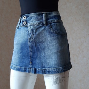 Vintage 1990er Jahre Denim Mini Rock, 90er Jahre Jeansrock, Blue Jeans, Vintage Jeansrock, 90er Jahre Kleidung, Kleine Größe