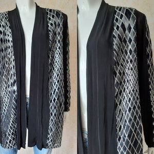 Vintage Koker Black Cardigan, Vintage Open Shawl Cardigan, Vintage Cardigan, Black Open Cardigan, Cardigan Sweater, France Cardigan