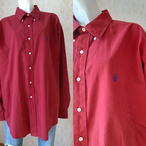 Vintage Shirt Cotton Shirt mens Shirt Red Size XL Vintage Button Shirt Office Shirt Hippie Clothes Boho Clothing