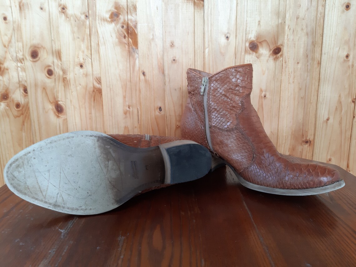Vintage Leather Brown Italian Country Western Cowboy Boots Mens 41 EU / 8 US / 7.5 UK Unisex Cowboy Boots, foto 2 di 5