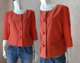 Vintage Minuet Linen jacket Viscose Orange Women jacket Coat Size M US 8 Vintage Lady blazer Clasic jacket Office jacket