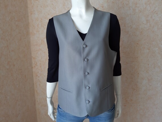 Vintage vest Gray Wool Viscose Folk Vest Vintage … - image 2