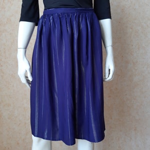 Vintage Cool Summer Soft Blue Viscose Skirt, Clockhouse, UK Size 12,  Office business style, Skirt with lurex stripes