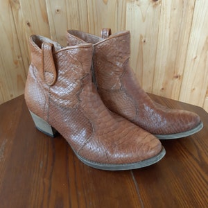 Vintage Leather Brown Italian Country Western Cowboy Boots Mens 41 EU / 8 US / 7.5 UK Unisex Cowboy Boots