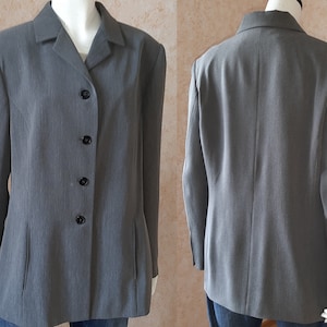 Vintage Blazer Jacket Women Blazers Gray Coat Size L Vintage Lady Button blazer Office jacket Classic jacket Elegant blazer